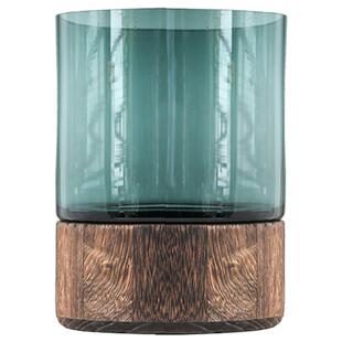 新中式高档原木花瓶玻璃透明水养摆件客厅插花轻奢芍药落地马醉木