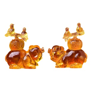 海清阁喜柿连猪琉璃摆件属虎人2026年马年吉祥物客厅镇宅礼物