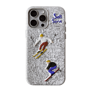 SoftServe柔软供应《滑雪遛狗骑马》刺绣磁吸苹果iphone15/16/17promax系列手机壳全包保护套银红色牛仔高级