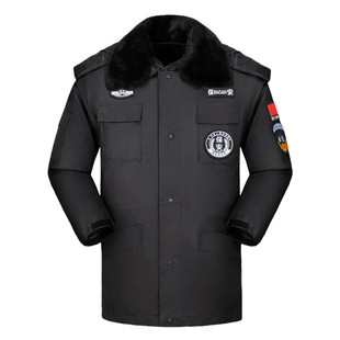 保安服冬装防寒工作服加厚防水中长款棉袄男正牌安保制服棉大衣