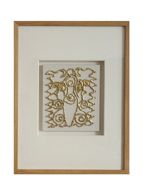 灼拙奇乐黄铜中古挂画摆件