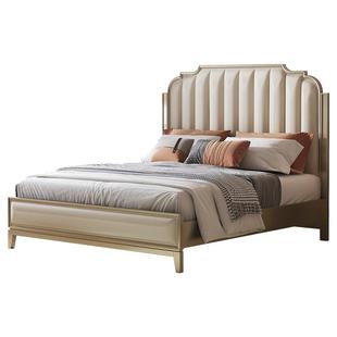 简菲娜双人床美式舒曼钢琴实木床1米8设计师别墅高端家具真皮婚床