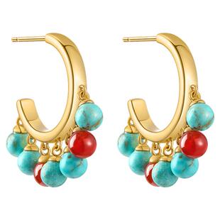 ZEGL小彩串蔚蓝岛屿绿松石耳钉女爆款高级蓝色耳环耳坠多巴胺耳饰