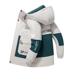 外套男2024秋冬新款初中高中学生潮流夹克青少年宽松韩版连帽上衣