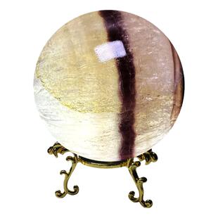 天然黄铜矿萤石球黄铁矿共生水晶球原石打磨家居客厅桌面饰品摆件