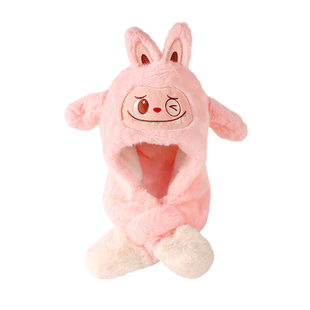 儿童帽子围巾一体冬季新款小女孩防风护耳帽男宝宝可爱加厚保暖帽