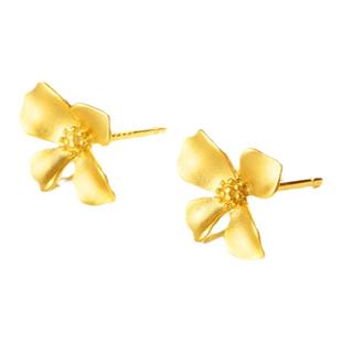 吴越老银铺正品金色桂花耳钉女款S925银耳钉简约时尚耳饰送闺蜜