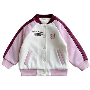 童装女装秋冬装棉衣2025新款女孩厚外套女大童运动夹克棒球服