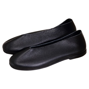 老北京圆口手工真牛皮男鞋小众浅口皮懒人鞋老头便鞋功夫鞋懒汉鞋