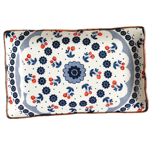 8.5寸长方形陶瓷盘鱼盘日式釉下彩小盘子家用浅盘菜盘寿司刺身盘