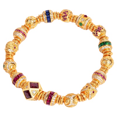 VISING珠宝培育红宝石【金盘缠】黄金色多宝多巴胺手串S925