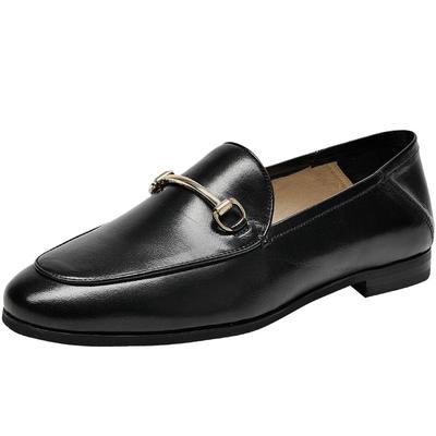 棕色平底单鞋BeauToday乐福鞋