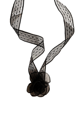 甜美网纱玫瑰花朵颈链