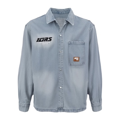 港风牛仔衬衫套装男款三件套帅气