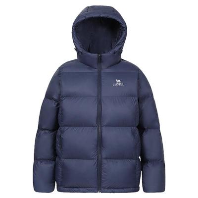 骆驼白鸭绒连帽防泼水羽绒服外套