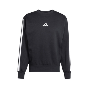 adidas阿迪达斯冬季男加绒三条纹套头衫ESSENTIALS休闲卫衣JE6304