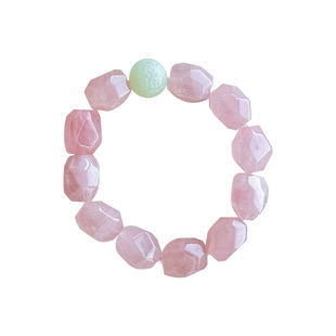 曦光里【欢畅】自信/勇气/爱 岫玉天然随形大颗粒粉水晶手串礼物