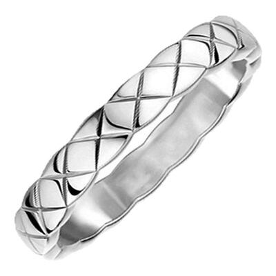 光面银菱格戒指女士轻奢高级感男