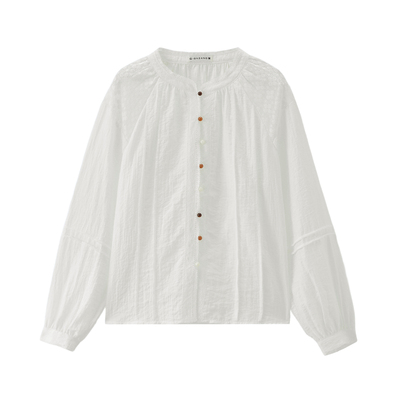 Giordano长袖拼接蕾丝衬衫