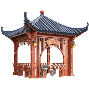 广东佛山凉亭厂家定制铝合金古建飞檐翘角四角亭子一楼仿古茶亭