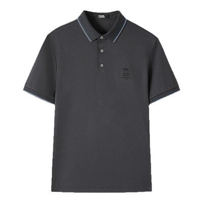 KARL LAGERFELD暗纹提花轻奢短袖POLO衫夏季新款老佛爷高级男装潮