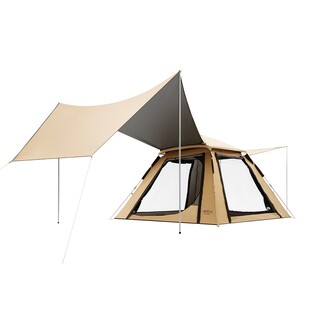 原始人帐篷户外野营过夜折叠便携式天幕二合一全自动露营全套装备