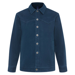 大码美式复古法工蓝水洗棉夹克男士春秋新款拼接宽松工装外套上衣