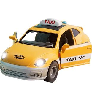 儿童黄色出租车惯性滑行小汽车声光玩具的士模型1岁以上新年礼物6