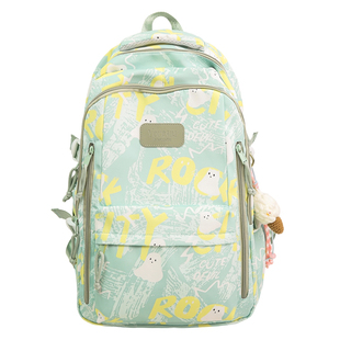 女生书包2025新款初中生高颜值绿色小学生大容量ins小众少女背包
