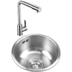 韦普304不锈钢吧台圆形小水槽单槽套餐阳台水池厨房迷你小洗菜盆