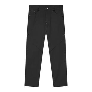 PASET潮牌高级感直筒裤黑色裤子男修身窄版休闲长裤工装冲锋裤