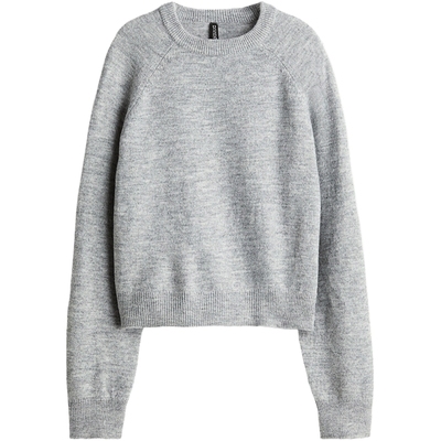 HM女装针织衫秋季舒适柔软简约时尚细密针织短套衫1246233