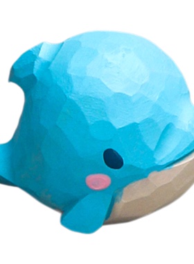 实木雕刻迷你小海豚木质摆件可爱卡通客厅桌面装饰海洋动物系礼品