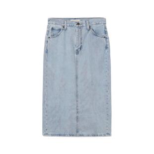 Levi's李维斯女士美式复古休闲百搭高腰修身后开衩中长牛仔半身裙