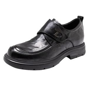 高哥内增高鞋子男鞋2025新款商务正装正装皮鞋真皮一脚蹬孟克鞋男