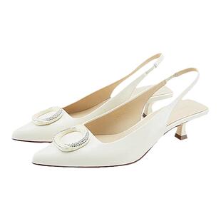 DFuse迪芙斯春秋新款中后空纯色低跟单鞋女钻扣凉鞋DF31114101