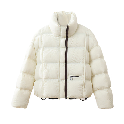 高品质黄色立领短款白鹅绒羽绒服