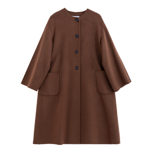 MPAM小个子驼色双面呢羊毛中长款大衣女秋冬新款高级感气质外套