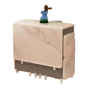 家用折叠餐桌可移动伸缩长方形桌椅组合小户型多功能超薄吃饭桌子