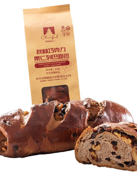 秋林巧克力果仁列巴400g早餐面包