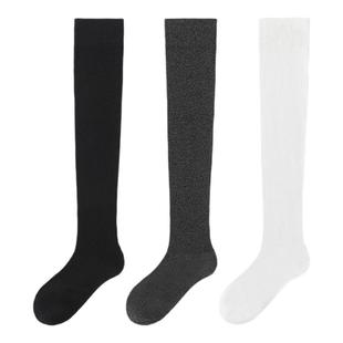 亲相见袜子女纯棉压力小腿袜配小皮鞋jk防滑瘦腿袜黑色过膝长筒袜