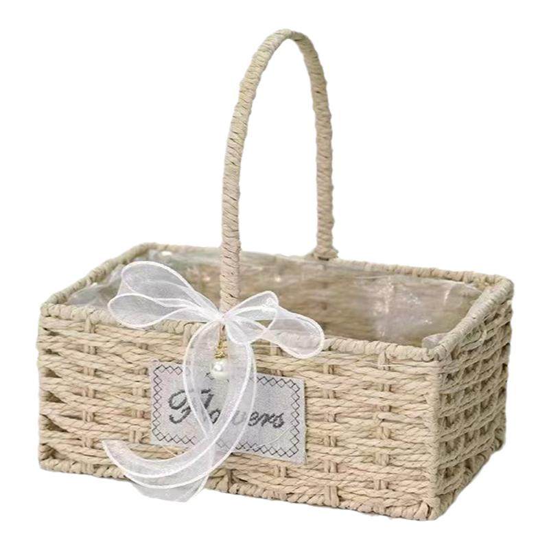 仿藤编节日礼品篮家用水果篮手工编织收纳月子鸡蛋手提花篮野餐篮