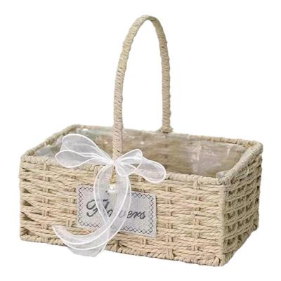 仿藤编花篮鲜花水果鸡蛋手提篮