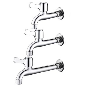 全304不锈钢加长款水龙头厨房灶台阳台拖把池专用4分入墙式单冷