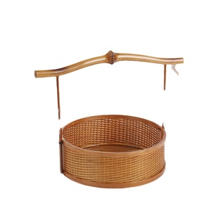 手工竹丝竹编提篮中式食盒手提竹篮水果篮茶篮用提梁茶具收纳篮子