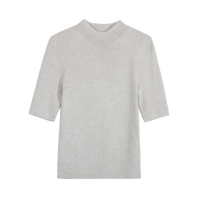 简色画卷半高领羊毛针织衫上衣