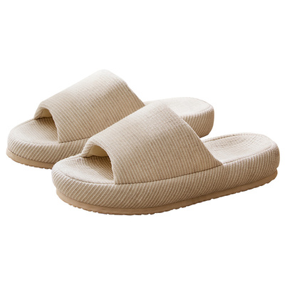 厚底亚麻拖鞋男士夏季室内家居四季家用情侣防滑棉麻布拖鞋女春秋