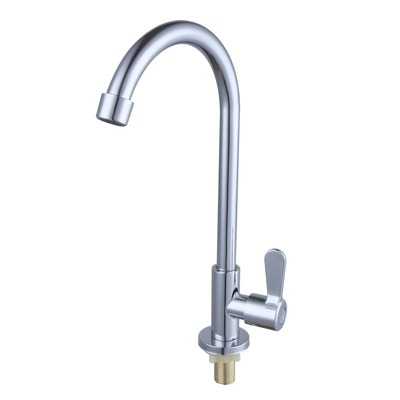 SUS304不锈钢单冷水龙头洗碗池洗菜盆水槽高弯龙头无可旋转包邮