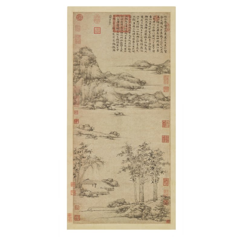 倪瓒《江亭山色图》高清仿古挂画