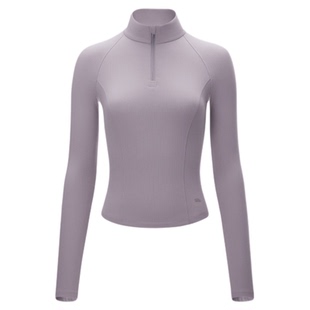 蕉下半拉链修身t恤女新款显瘦速干瑜伽上衣立领户外长袖秋打底衫